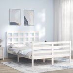 vidaXL Cadre de lit avec tête de lit blanc 140x190 cm bois massif