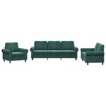 vidaXL Ensemble de canapés 3 Pièces avec coussins Vert foncé Velours