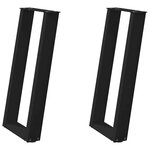 vidaXL Pieds de table console en U  2 pièces  noir  28 x (72-73) cm  acier