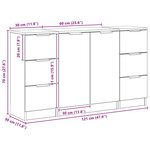vidaXL Buffet 3 Pièces Chêne noir 121 x 30 x 70 cm Bois d'ingénierie