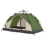 vidaXL Tente de camping à dôme 3 personnes vert libération rapide