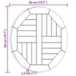 vidaXL Dessus de table Bois de teck solide Rond 2 5 cm 50 cm