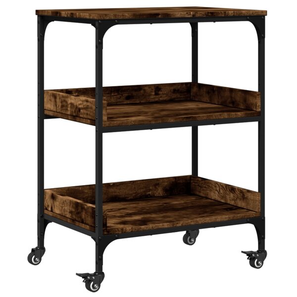 vidaXL Chariot de cuisine chêne fumé 60x41x80 5 cm bois d'ingénierie