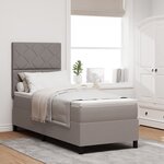 vidaXL Lit à ressorts avec matelas et lumière LED taupe  80 x 200 cm  cadre en tissu