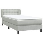 vidaXL Sommier à lattes de lit et matelas gris clair 90x220 cm velours
