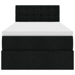 vidaXL Lit ottoman avec matelas noir 100x200 cm tissu