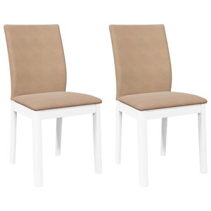 vidaXL Chaises à manger coussins 2 Pièces blanc bois massif caoutchouc