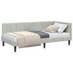 vidaXL Cadre de lit d'angle Gris clair 90 cm x 200 cm Velours