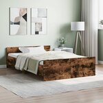 vidaXL Cadre de lit tête de lit et pied de lit chêne fumé 120x190 cm