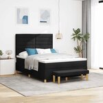 vidaXL Lit à ressorts avec matelas Noir 160 x 200 cm tissu