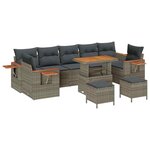 vidaXL Ensemble de canapé de jardin avec coussin 10 Pièces Gris