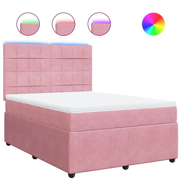 vidaXL Sommier à lattes de lit avec matelas Rose 160x200 cm Velours