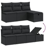 vidaXL Salon de jardin 7 Pièces avec coussins noir résine tressée