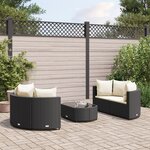 vidaXL Salon de jardin 5 Pièces avec coussins noir résine tressée