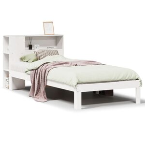 vidaXL Lit bibliothèque sans matelas blanc 75x190cm bois de pin massif