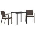 vidaXL Ensemble de salle à manger pour jardin 3 Pièces Marron et Noir
