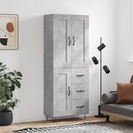 vidaXL Buffet haut Gris béton 69 5x34x180 cm Bois d'ingénierie
