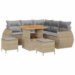 vidaXL Ensemble de canapé de jardin 8 Pièces Beige polyrotin