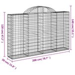 vidaXL Paniers à gabions arqués 11 Pièces 200x30x120/140 cm Fer galvanisé