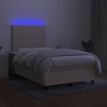 vidaXL Sommier à lattes de lit et matelas et LED Crème 120x200cm Tissu