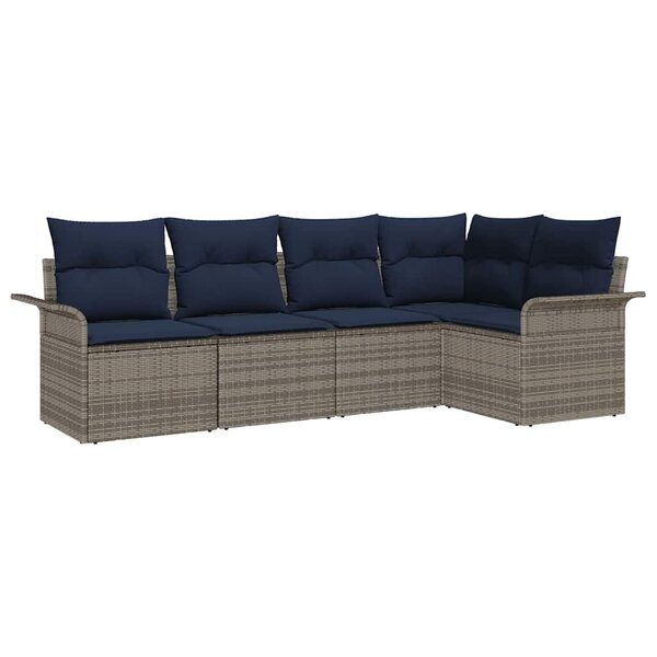 vidaXL Ensemble de canapé de jardin avec stockage 5 Pièces Gris polyrotin