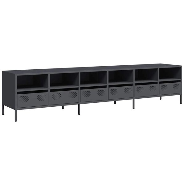 vidaXL Meuble TV anthracite 202x39x43 5 cm acier laminé à froid