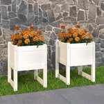 vidaXL Jardinières 2 Pièces Blanc 40x40x52 5 cm Bois massif de pin