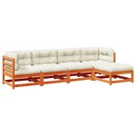 vidaXL Salon de jardin 5 Pièces avec coussins cire marron bois pin massif