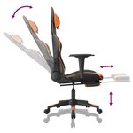 vidaXL Chaise de jeu avec repose-pied Noir et orange Similicuir