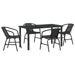 vidaXL Ensemble de salle à manger pour jardin 5 Pièces Noir