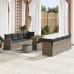vidaXL Ensemble de canapé de jardin avec coussin Gris Poly rotin