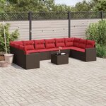 vidaXL Salon de jardin et coussins 11 Pièces marron résine tressée