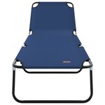 vidaXL Transat pliant 2 Pièces portable en tissu Oxford bleu 600D