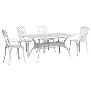 vidaXL Ensemble à manger de jardin 5 Pièces blanc aluminium coulé
