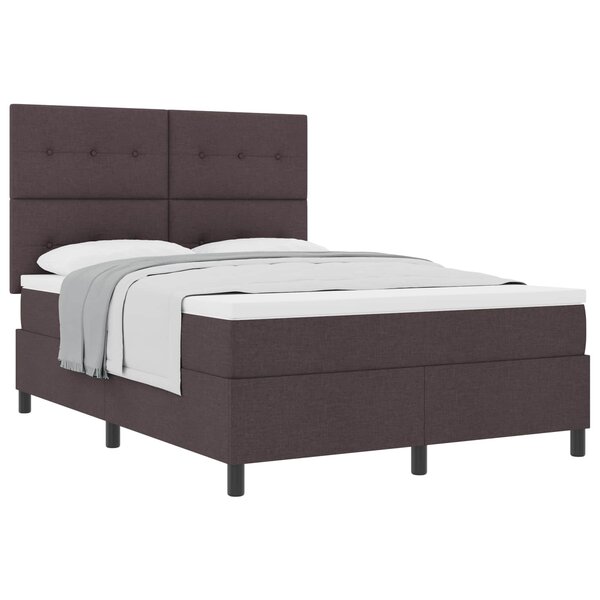vidaXL Lit à ressorts avec tête de lit Marron foncé 140 x 200 cm tissu