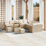 vidaXL Ensemble de canapé de jardin 13 Pièces Beige polyrotin