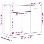 vidaXL Buffet vieux bois 88x30x70 cm bois d'ingénierie