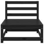 vidaXL Canapé central de jardin noir bois de pin massif