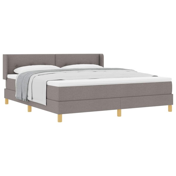 vidaXL Lit à Ressorts avec matelas Taupe 180 x 200 cm tissu