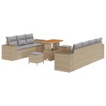 Ensemble de 10 Pièces de Canapés de Jardin avec Coussins Beige Rattan PE Acacia