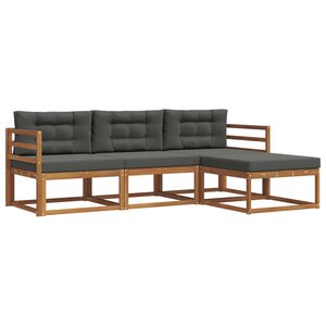 vidaXL Ensemble de canapés d'extérieur 4 pc Naturel et Anthracite