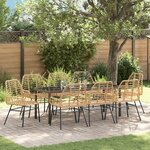 vidaXL Ensemble de salle à manger de jardin 9 pièces marron poly rotin