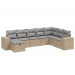 vidaXL Salon de jardin avec coussins 8Pièces mélange beige résine tressée