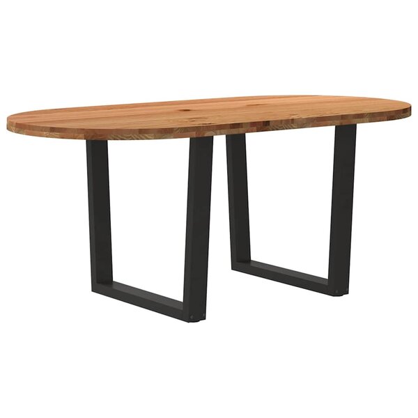 vidaXL Table à manger marron clair bois de chêne massif ovale