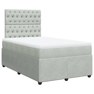 vidaXL Sommier à lattes de lit et matelas gris clair 120x190cm velours