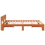 vidaXL Cadre de lit avec tête de lit Brun cire 160 x 200 cm Pin massif