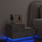vidaXL Table de chevet avec lumières LED gris béton 70x36x40 5 cm