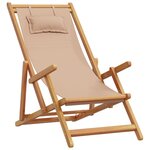 vidaXL Chaise pliable de plage taupe bois d'eucalyptus massif et tissu