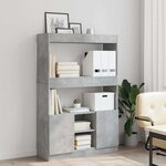 vidaXL Buffet haut gris béton 92x33x140 cm bois d'ingénierie