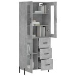 vidaXL Buffet haut Gris béton 69 5x34x180 cm Bois d'ingénierie